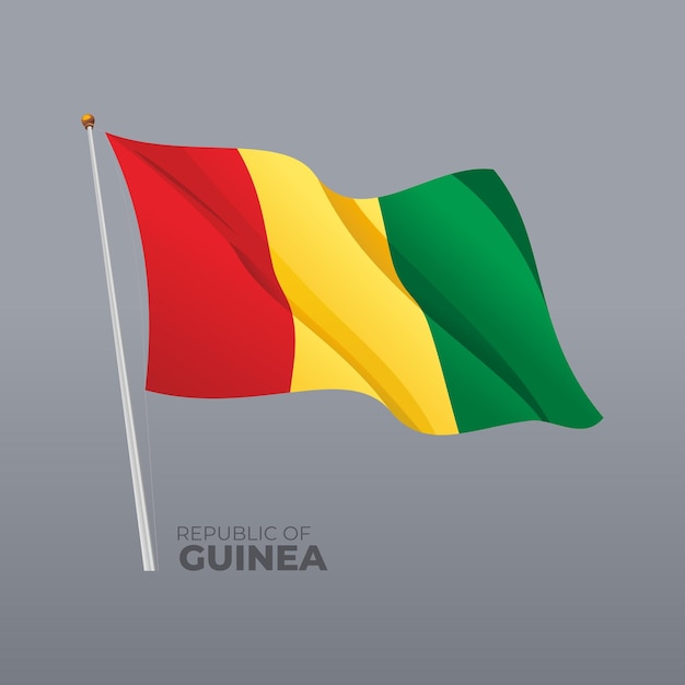 3d vettore bandiera nazionale della guinea sventola