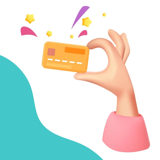 3d vector Hand holding the credit card icon design