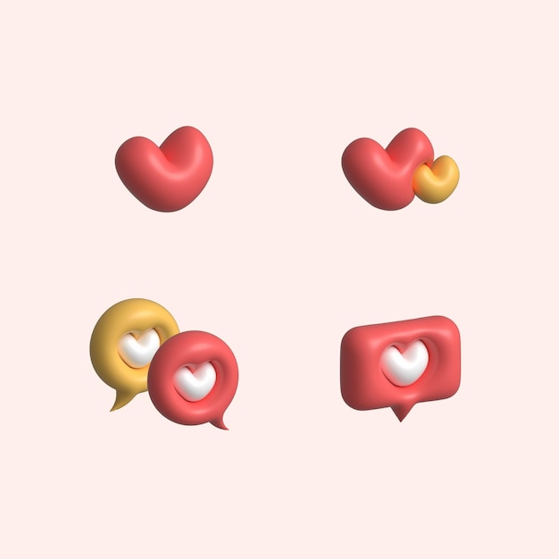 Vector 3d_vector_heart_set