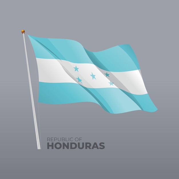 Bandiera sventolante nazionale dell'honduras di vettore 3d