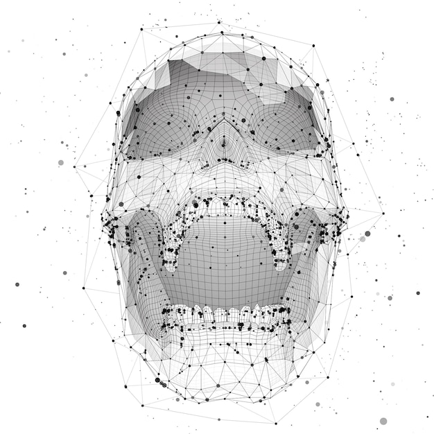 3d вектор человеческий череп всех сегментов взрывается. яркое искусство.