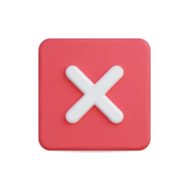 3d vector icon of a red cancel button with a white cross representing rejection