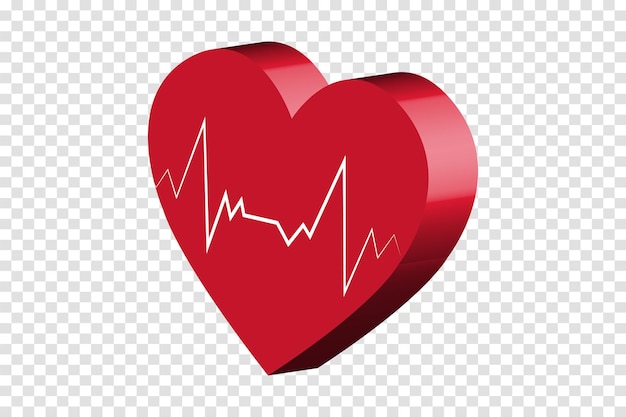3d vector illustration of a heartbeat. Heart shape vector.