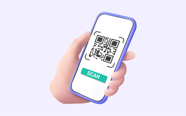 Vector 3d vector illustration of online payment concept qr code scanning payment on mobile bill payment
