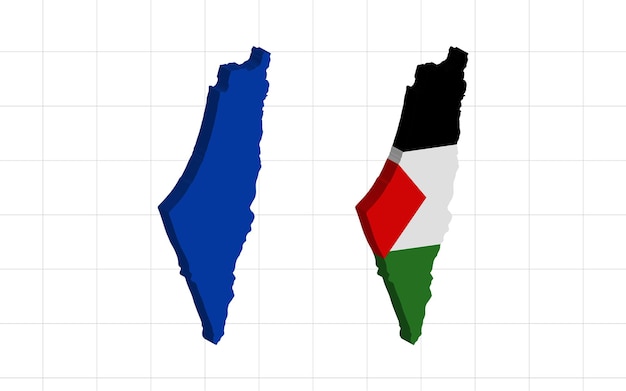 Vettore illustrazione vettoriale 3d della mappa della palestina