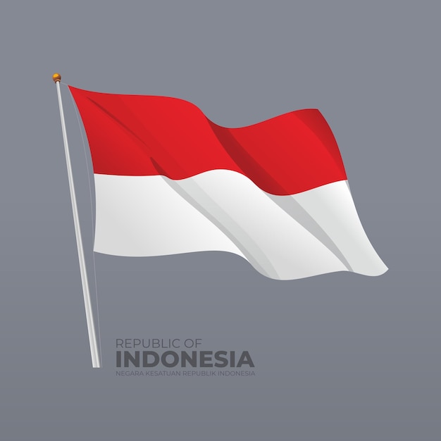 Vector 3d vector indonesia national waving flag