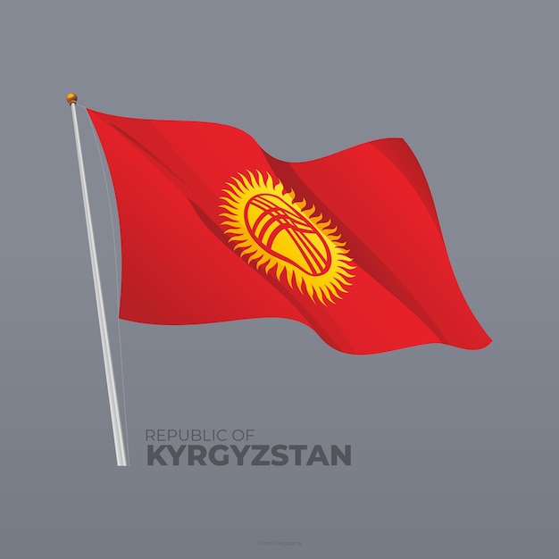 3D vector Kyrgystan national waving flag