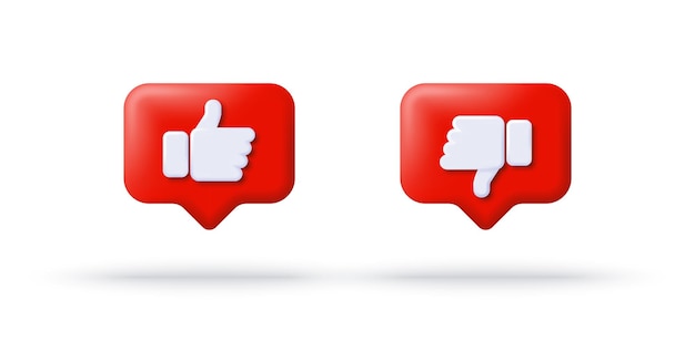 3d vector like and dislike buttons 3d social media icon