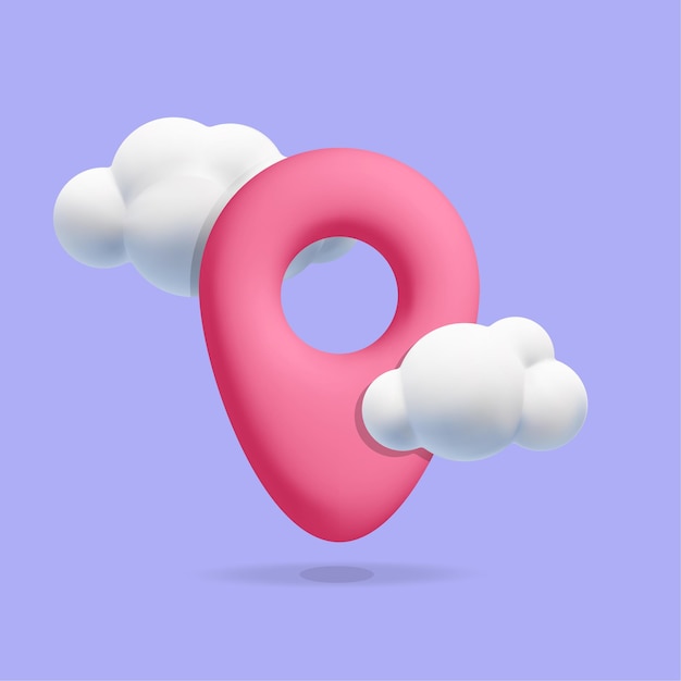 3d vector map location point marker for navigation service with cloud background design illustration