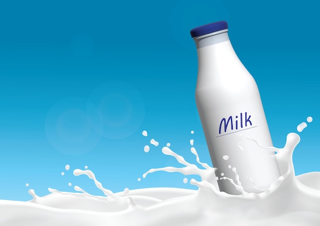 Vector 3d vector milk bottle mockup