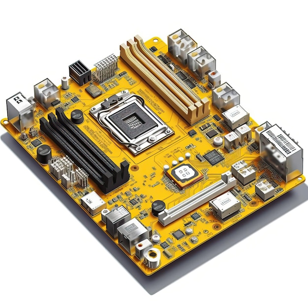 Vector 3d vector motherboard on white background style r