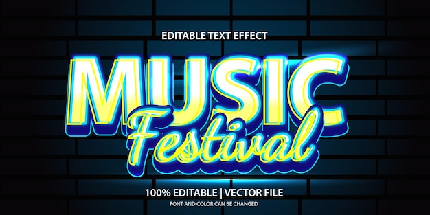 3D ベクトル音楽フェスティバルのテキスト効果 レトロヴィンテージ90年代