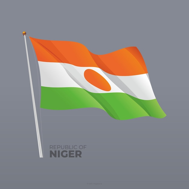 3D вектор Нигер национальный развевающийся флаг