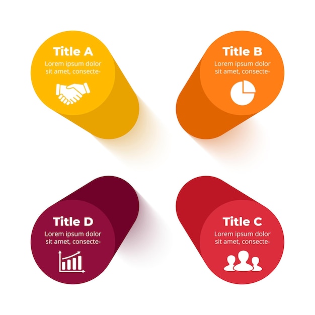 3d vector perspectief infographic presentatie dia sjabloon 4 stap opties pijlen cirkel diagram