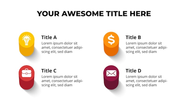 3D vector perspectief infographic presentatie dia sjabloon 4 stap opties pijlen tijdlijn grafiek