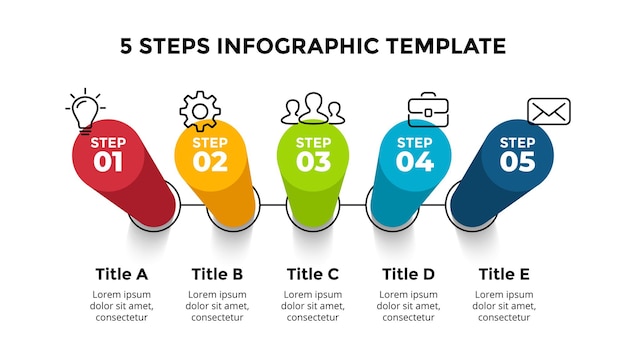 3d vector perspectief infographic presentatiediasjabloon 5 stapopties pijlen tijdlijndiagram