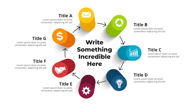3D Vector Perspective Infographic Presentation slide template step options arrows Circle diagram