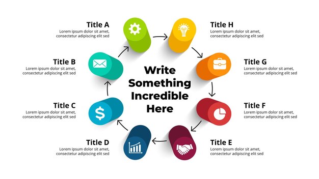 Трехмерная векторная перспектива Инфографическая презентация шаблон слайдов варианты шагов стрелки круговая диаграмма