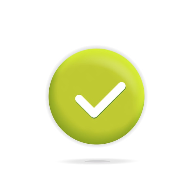 3d vector realistic render round green check mark ok approved complete icon design