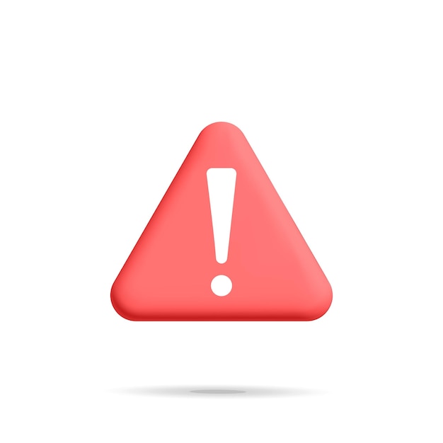 3d vector red danger warning triangle icon design. Attention red emergency notification alert system