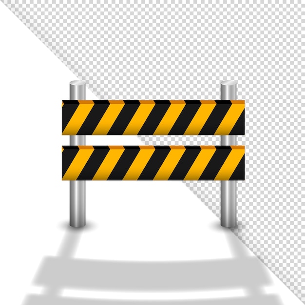 オレンジと黒の縞模様の 3 d ベクトル ロードブロッキング。道路障壁、工事用フェンスまたはバリケード