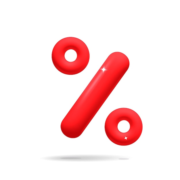 3D-vector rode verkoop label korting procent symbool ontwerp