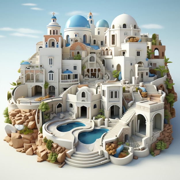 3d Vector Santorini On White Background v