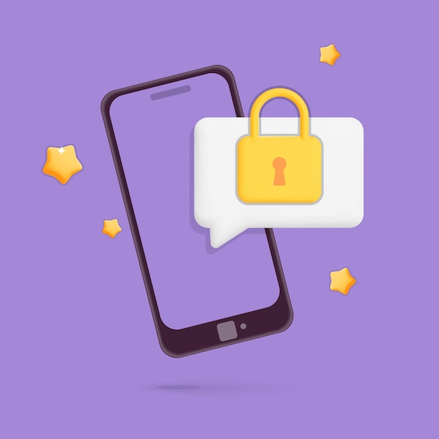 Smartphone vettoriale 3d con schermo del dispositivo bloccato sicuro con design banner password
