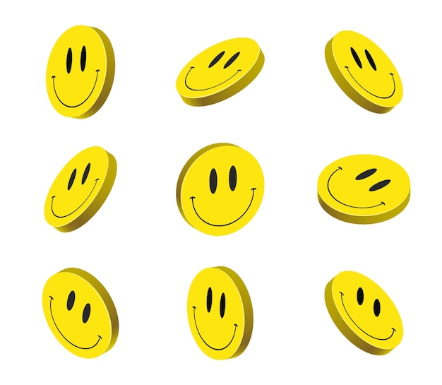 Vector 3d vector smiles set