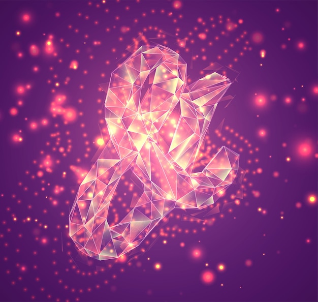 3d vector symbol on a pink background, exploded crystal