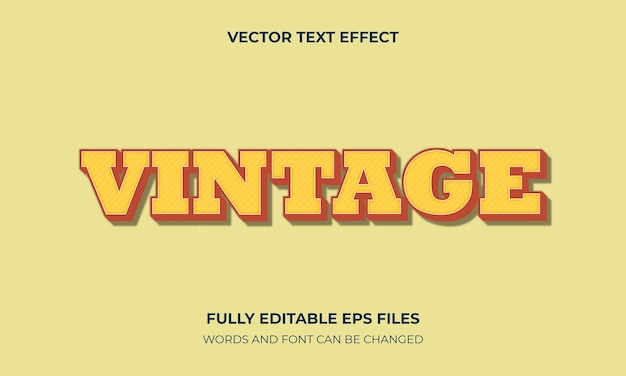 3d vector text effect template design with vintage style