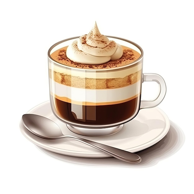 Vettore 3d vector tiramisu caffè su sfondo bianco