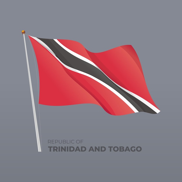 Vector 3d vector trinidad and tobago national waving flag