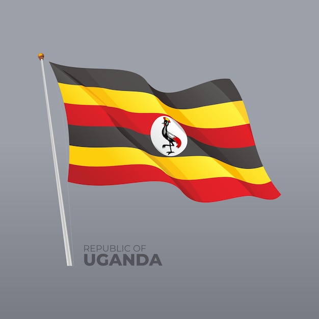 3D vector Uganda national flag waving