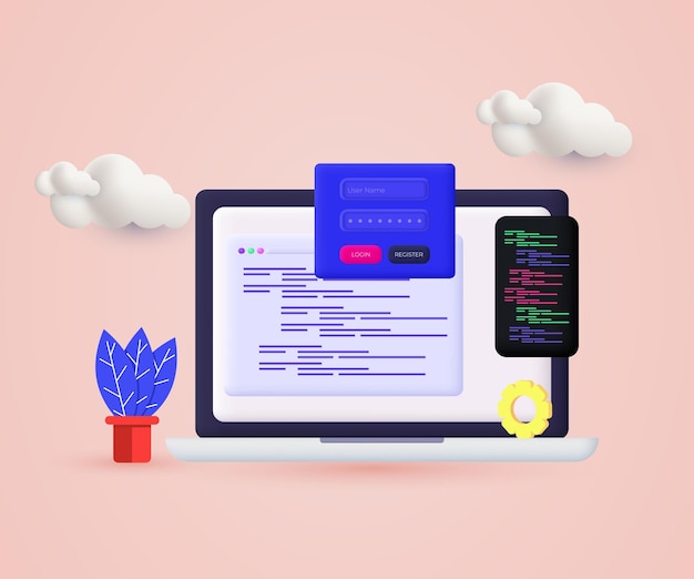 3d vector web illustrations computer account new concept design