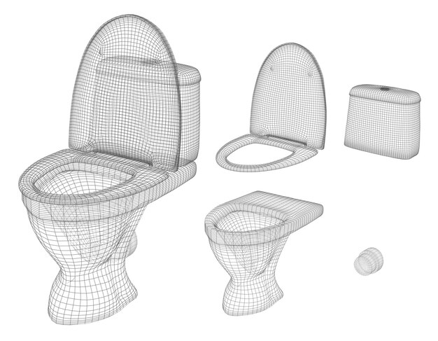 Wc bianco di vettore 3d con cisterna. elemento pronto per la progettazione di impianti idraulici pubblicitari