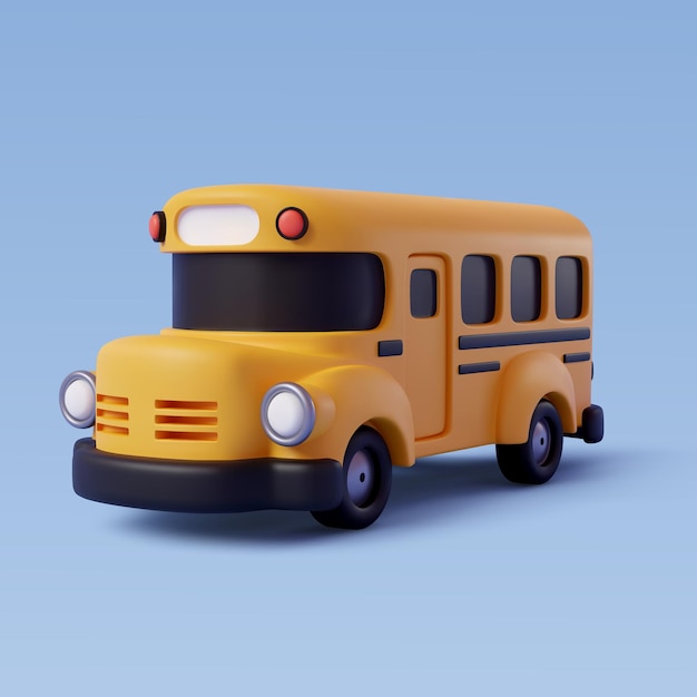 学校のコンセプトに戻る黄色のスクールバスの3dベクトルEps10ベクトル