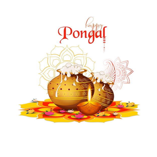 3D-vectorillustratie van Happy Pongal vakantie van Tamil Nadu Zuid-India.