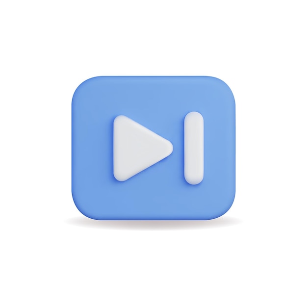 3D-vectorpictogram van een blauwe media-controleknop met afspeel- en pauzesymbolen