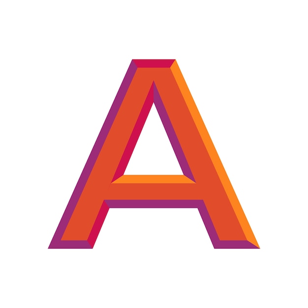 3D-veelkleurige letter A vector kunst. In reliëf gemaakt alfabet een ontwerp.