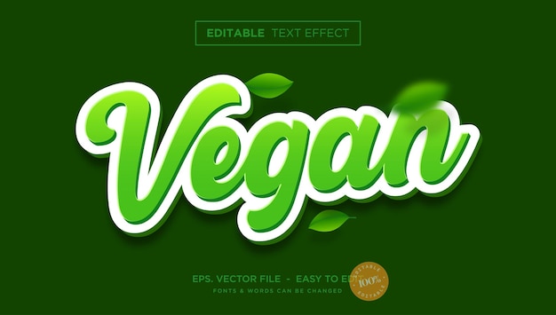 Vector 3d vegan editable text effect