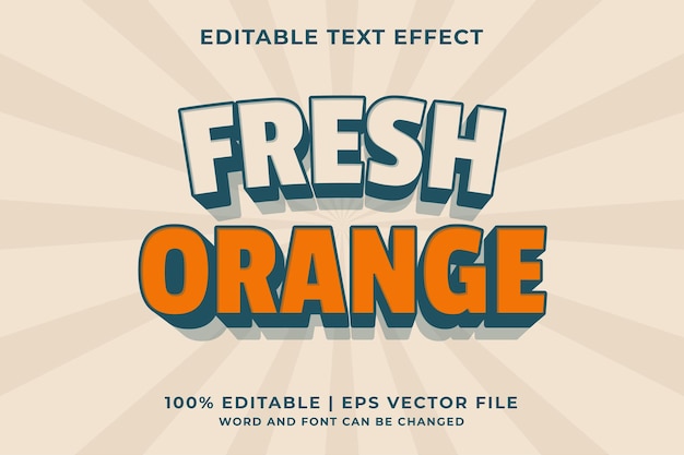 3d vers oranje cartoon bewerkbaar teksteffect Premium Vector