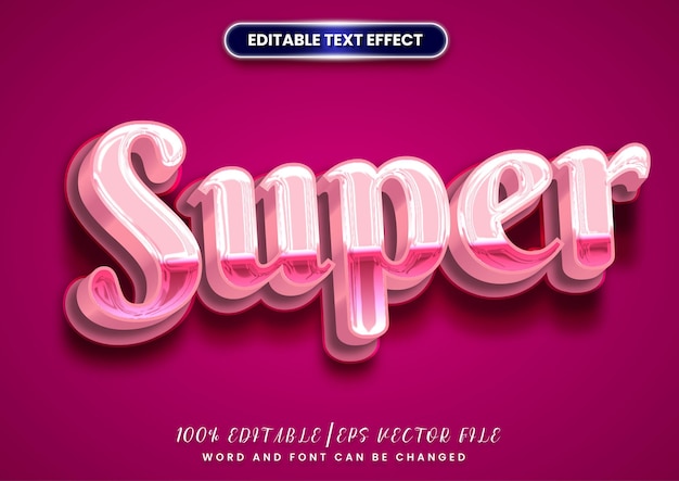 Vector 3d vetgedrukte supertekst bewerkbare tekst-effect logo stijl lettertype titel