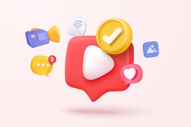 3d video camera icon isolated with lens and button on pastel background Realistic film movie icon play button for streaming multimedia concept 3d cinema record icon vector render illustration