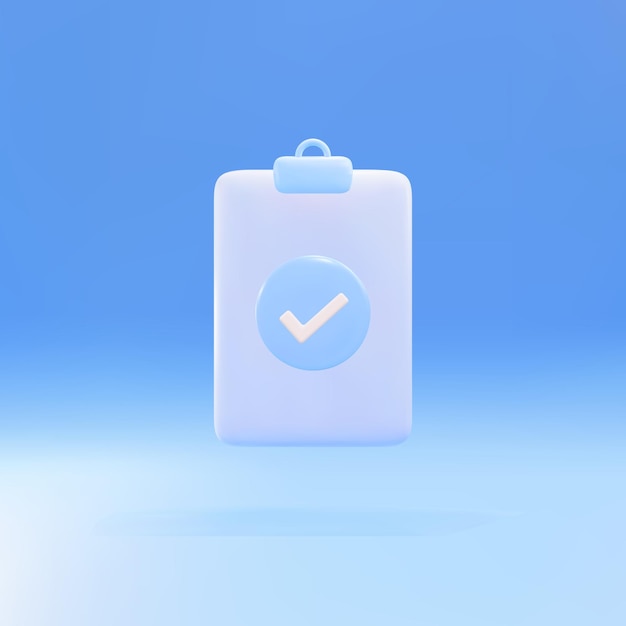 3d vinkje icoon Goedkeuring concept Document bestand klembord checklist