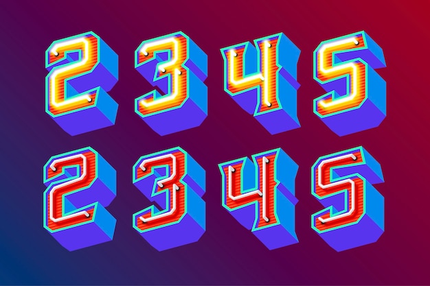 Vector 3d vintage letters with fluorescent neon lights and on/off switch mode