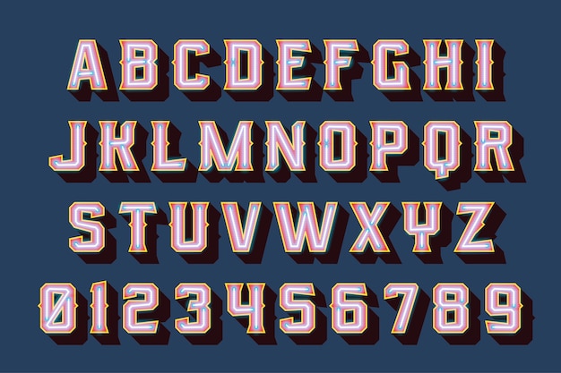 Vector 3d vintage letters with neon lights