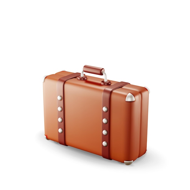 Vector 3d vintage old travel suitcase isolated