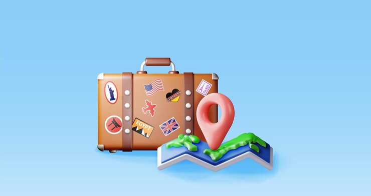 वेक्टर 3d vintage suitcase with folded paper map