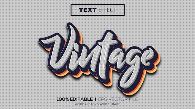 3D Винтажный текстовый эффект Редактируемый текстовый эффект
